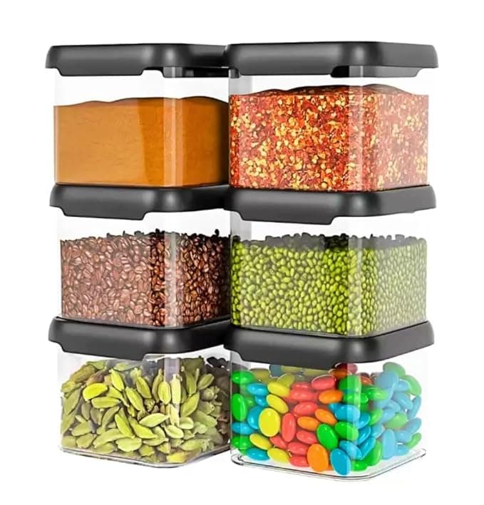 TEX-RO Air Tight Containers For Kitchen Storage Box/BPA Free Storage Containers For Kitchen/Containers For Kitchen Storage Set/Kitchen Accessories Items For Home (1100 Ml Set Of 8) Transparent